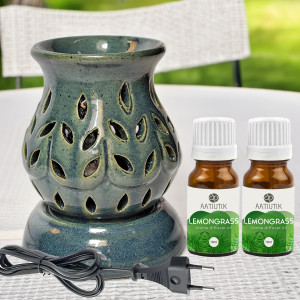 Aatiutik Lemongrass, Electric Ceramic Air Freshener Oil Burner Aroma Diffuser Set Electric Ceramic Diffuser Air Freshener for Home Office