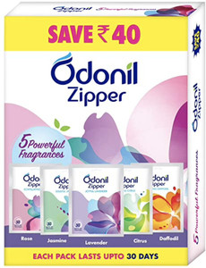 Odonil Jasmine, Lavender, Orchid, Rose Diffuser Bathroom Air Freshener Zipper Mix -50gm (10gm*5)