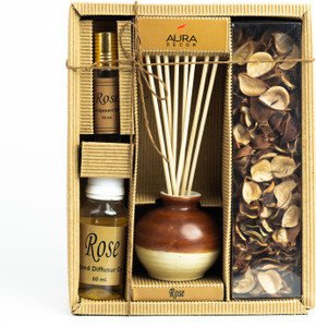 AuraDecor Rose Diffuser Set, Potpourri, Aroma Oil Reed Diffuser Gift Set with Potpourri