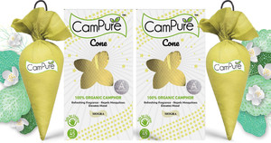 CamPure Cone Mogra - Pack of 2 Potpourri Camphor Cone Mogra - Room Freshener, Mosquito - Insect Repellent - Pack Of 2