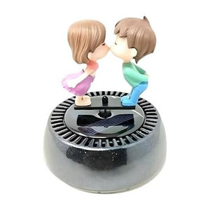 LAVITRA Aroma Car Freshener Diffuser Solar Couple Kissing Statue for Car Fragrance Dashboard