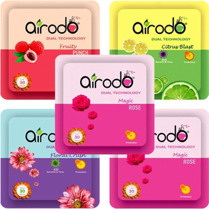 AIRODO Pocket Gel Air Freshener |Mix Scents (Fruit |Citrus Blast |Floral ) (pack of 5) Blocks Pocket Gel Air Freshener |Mix Scents (Magical Rose | Fruit Punch|Citrus Blast|Floral Crush) (pack of 5)