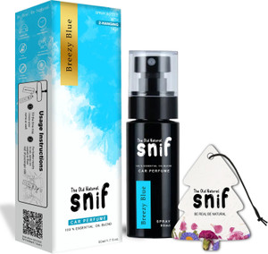 The Old Natural Breezy Blue Car air Freshener Spray Breezy Blue Spray Car Perfumes with Essential Oils Fragrance in Glass bottle with 2 Hanging Tags | Car Air Fresheners 50ml