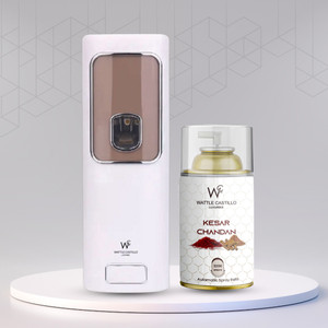 Wattle Castillo Automatic Room Air Freshener Dispenser + Kesar Chandan Refill 3000+ Automatic Spray WCL-265ml-Machine02-Kesar Chandan