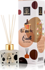 ORVA OUDH Reed Diffuser Fragrance for Home,Workplace | 6 Rattan Stick Free |Pack Of 1 Diffuser, Diffuser Set Reed Diffuser Fragrance for Home, Workplace, Enclosed Space | 100 ml | 6 Rattan Sticks Free | Pack of 1