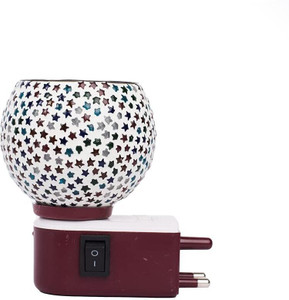 peepalcomm Essential Oil Camphor Diffuser Lamp with On Off Switch Between Burner&Lamp 1 Aroma Oil, Diffuser Ceramic Kapoor Dani Night lamp Electric Burner (Pattern Design Color May assorted Shipped As Per Avilablity )With 1 High Scented Sandalwood Aroma Oil