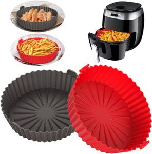 SCIVER Air-Red-Grey Silicone Baking Tray Accessories with Ear Handles(Pack of 2) Air Fryer