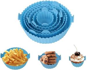 umis creation Air Fryer Liners Round Silicone Basket Baking Tray 6PCS Air Fryer