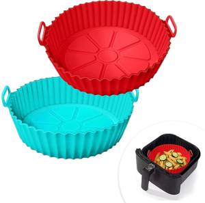 Mungat 2 Pack Reusable Silicon Air Fryer Liners with Handle | Cooking Oven Baking Tray Airfryer Tray