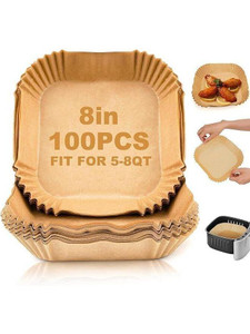 Vinsufy 100 Pcs Air Fryer Disposable, Non-Stick Air Fryer Parchment Paper Liners Airfryer Grill Pan
