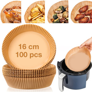 Bakeazy RA063-100PCS Disposable Paper Liner Non-stick Oil-Proof Oven Baking 16 Cm Airfryer Tray