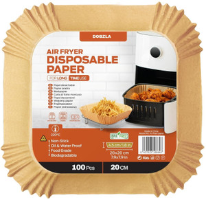 Dobzla 100 PCS Air Fryer Paper Sheets, Disposable Paper Liner for Microwave, Oil-Proof Airfryer Tray