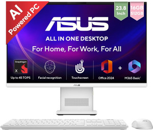 ASUS AiO V400 (2026), VM441QA with Touch screen, Copilot + PC, AI PC, Snapdragon X (16 GB LPDDR5/512 GB SSD/Windows 11 Home/23.8 Inch Screen/VM441QA-TWAP001WS)