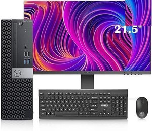 DELL Renewed Desktop with 21.5" Enter LED Monitor 512 GB SSD(UPS)Dell-KBD/Mouse Core i5 (7th Gen) (16 GB DDR4/512 GB SSD/Windows 11 Home/21.5 Inch Screen/refurbished) with MS Office