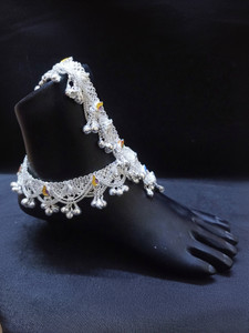 SONU SELECT Beautiful Silver Plated Bridal Payal For Women One Pair Alloy Anklet