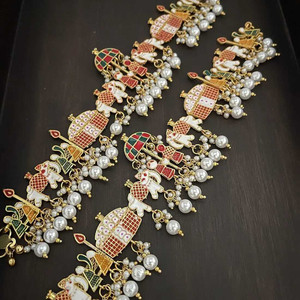 DANGAR ENTERPRISE Gold-Plated Traditional Dulhan Bridal Rajasthani Rajputi Doli Baraat Payal Alloy Anklet