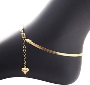 VR Creatives Golden Plated Anti-Tarnish Waterproof Snake Chain Anklet for Girls & Women Stainless Steel Anklet