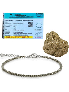 GEMSJI Combo of Original Raw Pyrite Anklet and Raw Stone Cluster With Lab Certification Crystal, Stone Anklet