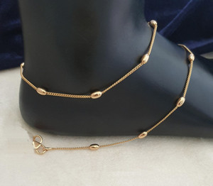 NANMAYA 11 Inch Simple Golden Anklets For Women and Girls Brass Anklet