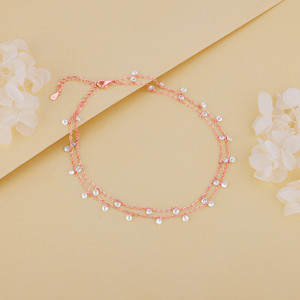 GIVA 925 Silver Rose Gold Layered Queen's Anklet|Lifetime Plating|6 Month Warranty Sterling Silver Anklet