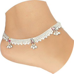 SHASHI ORNAMENTS 10.2 Inch 56gm Women and Girls Silver Plated Payal Fashion Jewellery Alloy Anklet