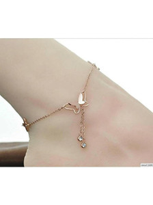 Solis Sarah Rose Gold Butterfly Anklet for Women & Girls - Image 1