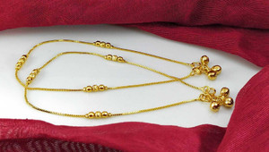 AFJ GOLD 10.5'' One Gram Gold Plated Traditional Trendy Stylish Anklets Copper Anklet