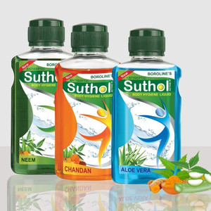 BOROLINE Suthol Active Neem 200ml, Chandan 200ml, Aloe Vera 200ml, Combo pack of 3 Antiseptic Liquid