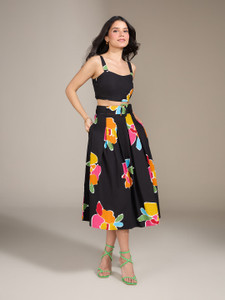 Black Santara Women Two Piece Dress Black Midi/Calf Length Dress