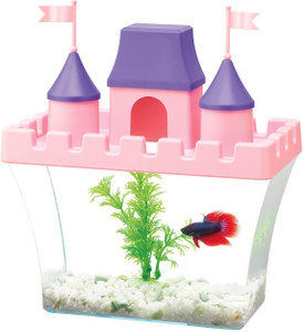Blue Marlin queeens castle with decorative stone Elliptical Aquarium Tank