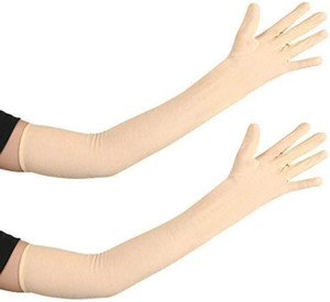 URMILA TRADERS Beige Full Sleeve Glove UV Protection Cooling Arm Sleeves For Women(WD Gym & Fitness Gloves