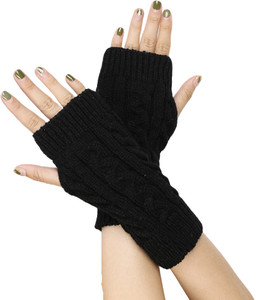 AlexVyan Knitted Woolen Warm Fingerless Gloves Winter Accessories Hand Warmer for Girls Wool Arm Warmer