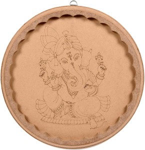 LITTLE BIRDIE Pre Marked MDF Charming Ganesha With D Ring Hanging Hook 8inch Dia 1pc