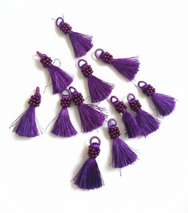 The Giftery Handmade Pearl Tassels for Pallu/Easy to Attach (Violet)