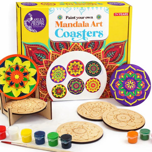 ASIAN HOBBY CRAFTS DIY Mandala Art Painting Kit – 6 Pre-Marked Coasters for Kids & Adults