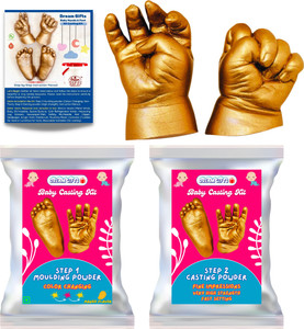 Dream Gifts Baby 1 Hand 3D Casting Kit (Moulding Powder 175 GMS, Casting Powder 250 GMS, Yellow)