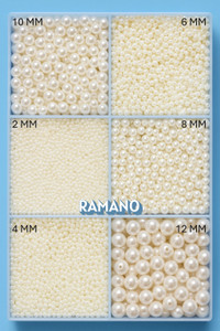 RAMANO 2+4+6+8+10+12 MM OFF WHITE PLASTIC BEADS FOR ART CRAFT & JWELLERY-5500 PCS