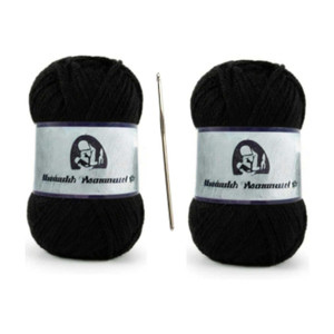 Waaome Black Wool 200gm + 1 Steel Kurusiya Knitting Yarn - Image 6