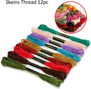Crafts Haveli Multicolor Embroidery Threads Cotton Sewing Skeins Thread 12pc