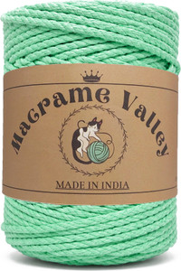 Macrame valley 3ply Twisted Macrame [3mm, 50 Meter] Cotton Cord | For Diy Projects - Mint Green