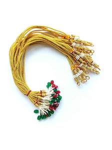 Shivarth 6pc Metal Brass Pearl Necklace Back Rope Dori Silk Thread dori For Bridal Dori Chain Set