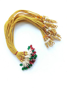Shivarth 6pc Metal Brass Pearl Necklace Back Rope Dori Silk Thread dori For Bridal Dori Chain Set