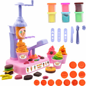 Aditi Toys Play Dough IceCream Maker Set Includes 6 Color Dough Tubes Each 50g Above 3+ Age
