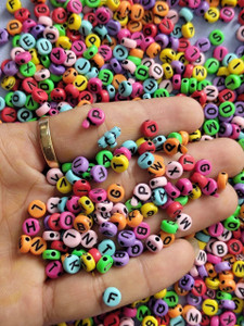 Qroof Alphabet Beads for Jewellery, Bracelet Making Multicolour 40GM