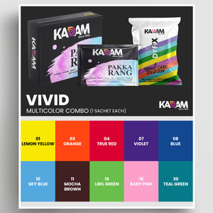 KADAM # 2 Vivid, 10 Shades Multicolor Fabric Dyes