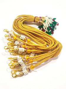 Shivarth 2pc Metal Brass Pearl Necklace Back Rope Dori Silk Thread dori For Bridal Dori Chain Set