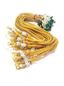 Shivarth 2pc Metal Brass Pearl Necklace Back Rope Dori Silk Thread dori For Bridal Dori Chain Set