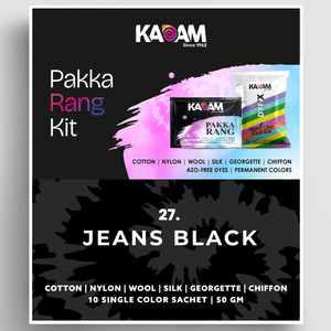 KADAM Fabric Dye Colour, Shade 27 Jeans Black, Pack of 10 Single Color Pouches
