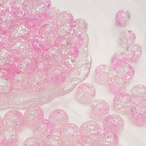 INDIKONB Crackle Dual Shade 8mm Beads for Bracelet & Jewelry | Light Pink