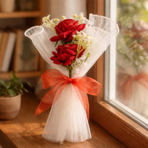 prajna 1 Pcs Artificial Rose Flower Bouquet for Home Decor,Valentine,Him/Her|Pack of 1 White Rose Artificial Flower